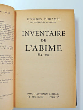 Georges Duhamel. Inventaire de l’abîme 1884-1901. Georges Duhamel