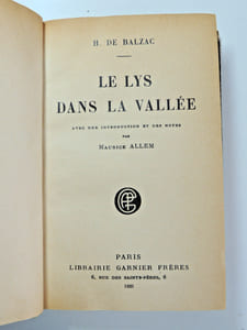 Balzac. Le lys dans la vallée