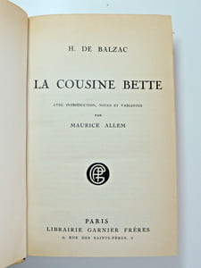 Balzac. La cousine Bette