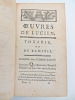  1787. Oeuvres de Lucien de Samosate (120-180) par l'Abbé Massieu-. Lucien de Samosate