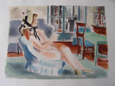 DIGNIMONT / LITHOGRAPHIE signée " Dans l'atelier du peintre" Curiosa