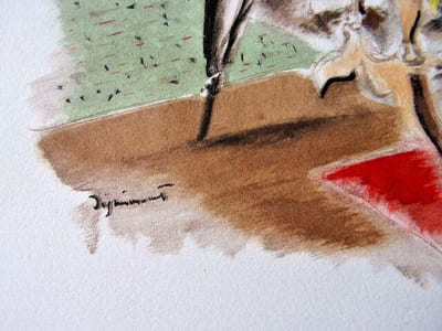 DIGNIMONT / LITHOGRAPHIE signée " La table à ouvrage"