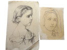 Bon lot 3 dessins à la Mine de Plomb signés " Pauline et Mathilde Mauras. ". Pauline et Mathilde Mauras