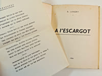 Envoi autographe A.Landry. A l'escargot. Jolie Couverture Art déco