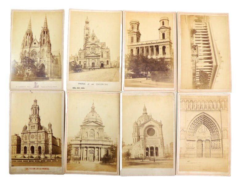 Lot photos anciennes albumin&eacute;es. Paris. Notre-Dame, La Madeleine, St Sulpice. 
