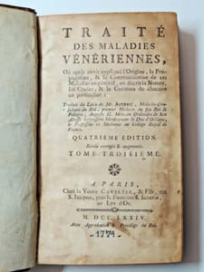 1774. Astruc. Médecine. Curation des maladies vénériennes,de la vérole.
