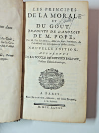 Les Principes de la morale et du gout + la boucle de cheveux enlevée