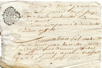 XVIIIe. Manuscrit signé Vieux Français région Auvergne. avec Cachet.