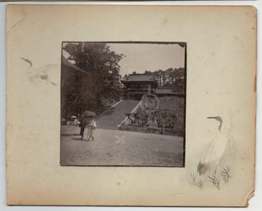 Japon.Japan .2 Photos Albuminées. Statut Bouddah et temple.