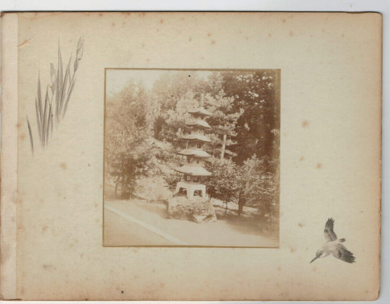 Japon.Japan .2 Photos Albumin&eacute;es. Temple et monument. 1880. 