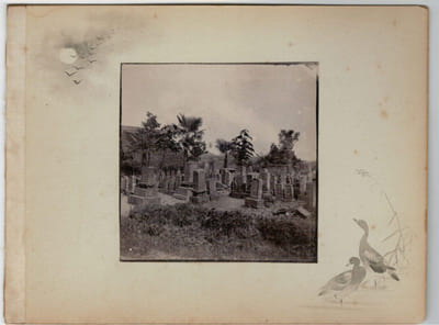 Japon.Japan .2 Photos Albuminées. Pagode et cimetière. 1880