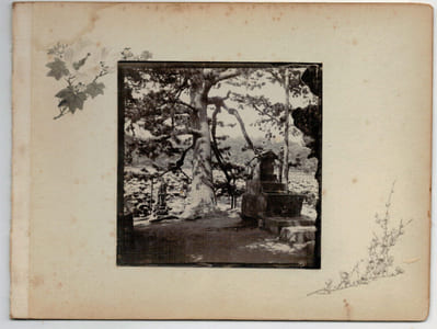 Japon.Japan .2 Photos Albuminées. Statuts et chute d'eau. 1880