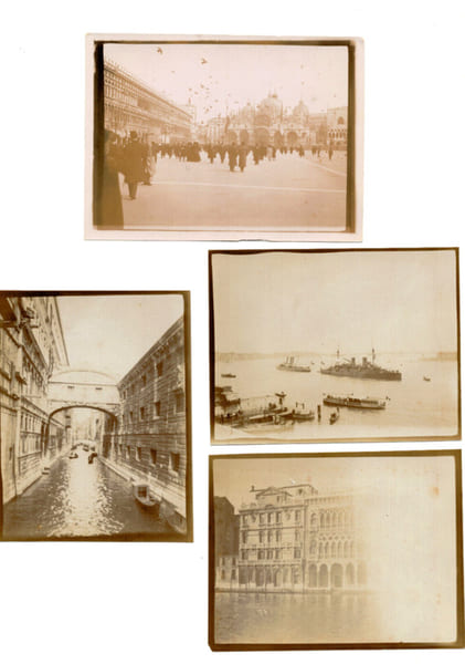 Lot photos anciennes albumin&eacute;es. Italie, Venise. Canal, paquebots au mouillage. 