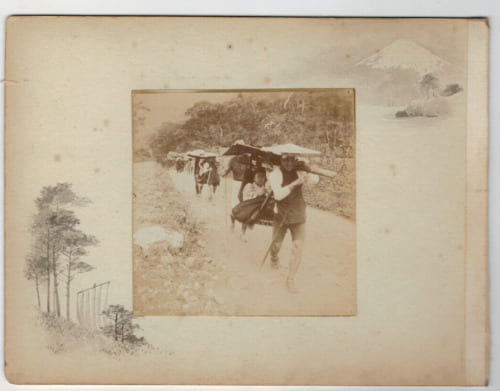 Japon.Japan .2 Photos Albumin&eacute;es. Paysans 1880. 