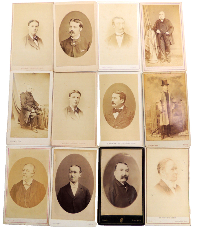 Lot photos anciennes cdv Hommes 1860 (3). 