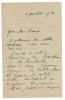 Lettre autographe manuscrite anonyme au poète Francis Eon. 1921. Francis Eon