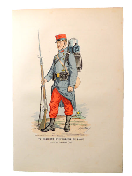 Lithographie. Tenue de campagne (1892). 76e R&eacute;giment d'infanterie de ligne
