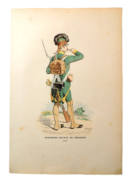 Lithographie. Chasseurs Royaux de Provence. 1er demi-brigade l&eacute;g&egrave;re