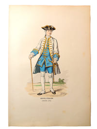 Lithographie. Royal-Italien. Officier 1760