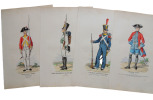 Lot de 23 lithographies couleurs costumes militaires. 76e régiment 1894. 