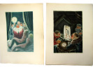 Curiosa. Lot de 4 Eaux-fortes originales couleurs de André Collot . 