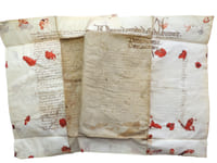 XVIe/XVIIe. 4 pages manuscrites sur vélin ou peau de porc