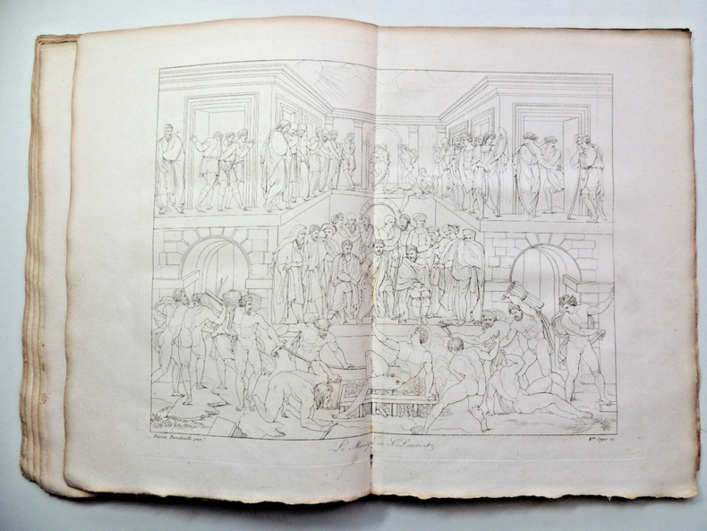 Lot de 8 planches de Baccio Bandinelli gravées au trait par Soyers. 