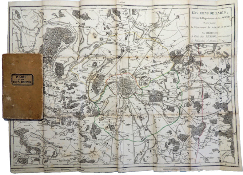 Carte de Paris et ses environs par Eustache H&eacute;risson, vers 1810. Eustache H&eacute;risson