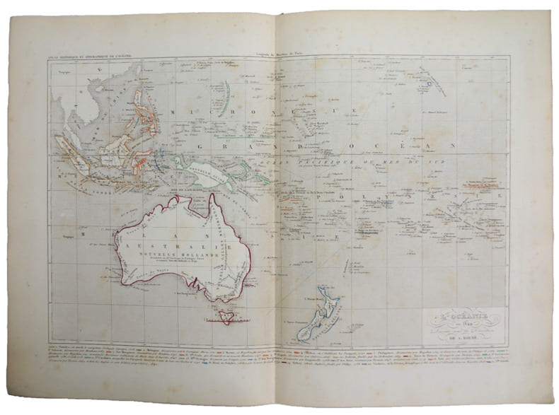 
Carte g&eacute;ographique couleur A. Houz&eacute;. L'Oc&eacute;anie en 1849
. A. Houz&eacute;