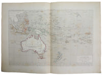Carte géographique couleur A. Houzé. L'Océanie en 1849