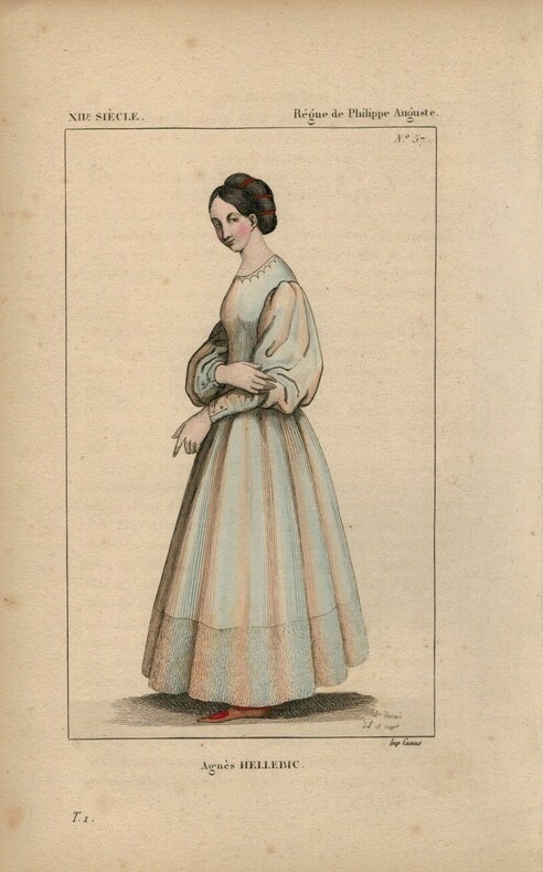 Gravure couleur Agnès Hellebic XIIe siècle. 