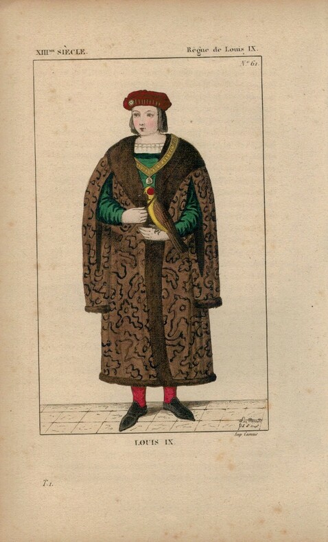 Gravure couleur Louis IX.  XIIIe siècle. 