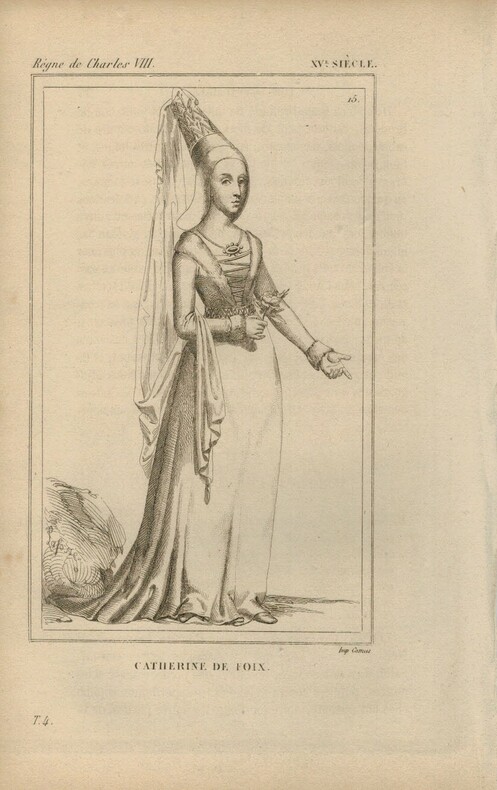 Gravure XVe siècle. Catherine de Foix