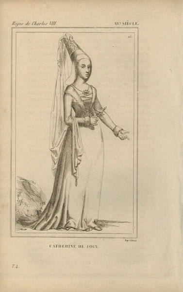 Gravure XVe si&egrave;cle. Catherine de Foix