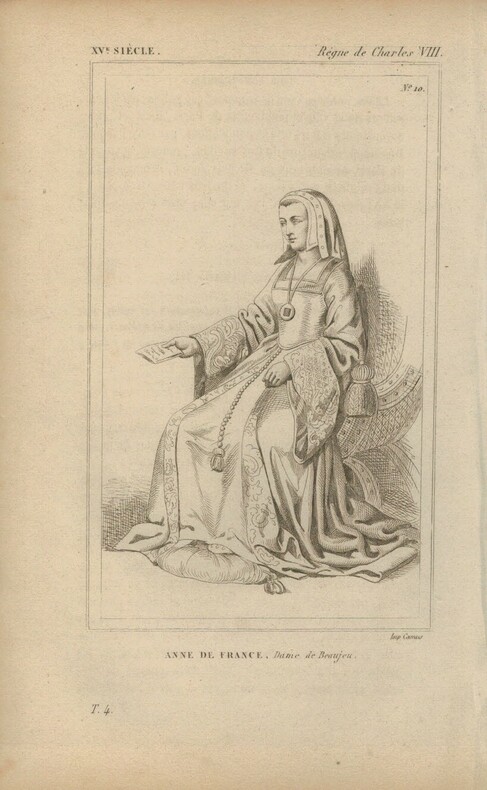 Gravure XVe siècle. Anne de France, Dame de Beaujeu