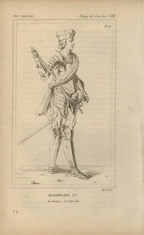 Gravure XVe siècle. Maximilien 1er, Archiduc d'Autriche