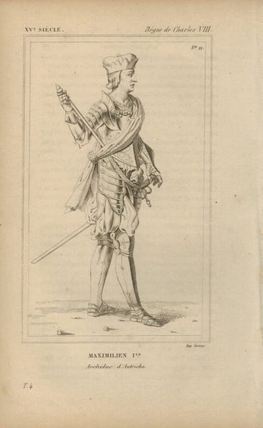 Gravure XVe si&egrave;cle. Maximilien 1er, Archiduc d'Autriche