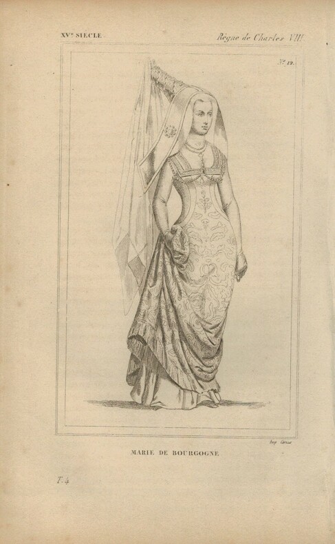 Gravure XVe siècle. Marie de Bourgogne