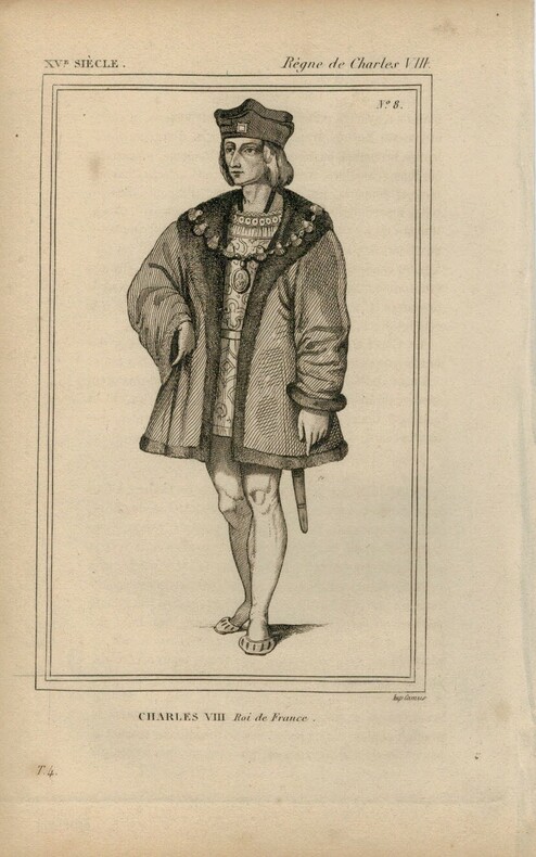 Gravure XVIe siècle. Charles VIII, Roi de France