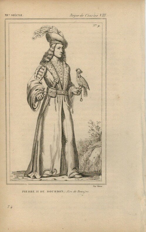 Gravure XVIe siècle. Pierre de Bourbon, Sire de Beaujeu