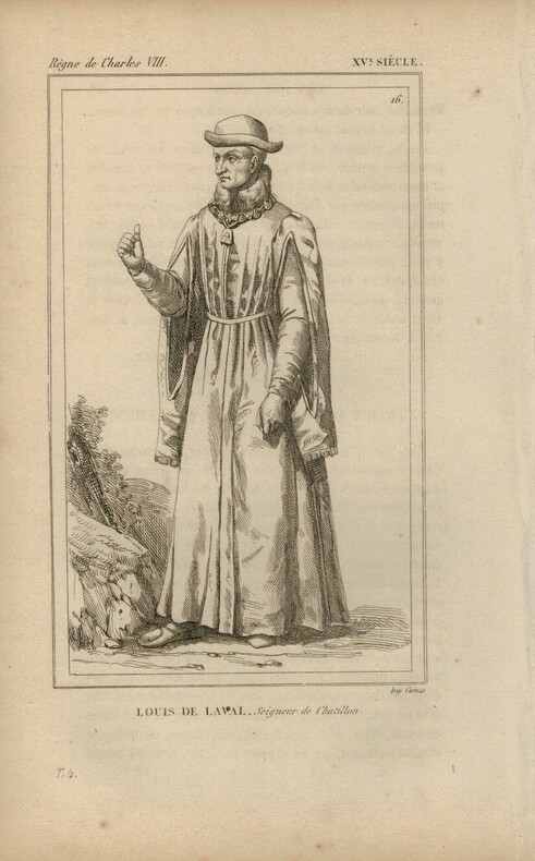 Gravure XVIe siècle. Louis de Laval, Seigneur de Chatillon
