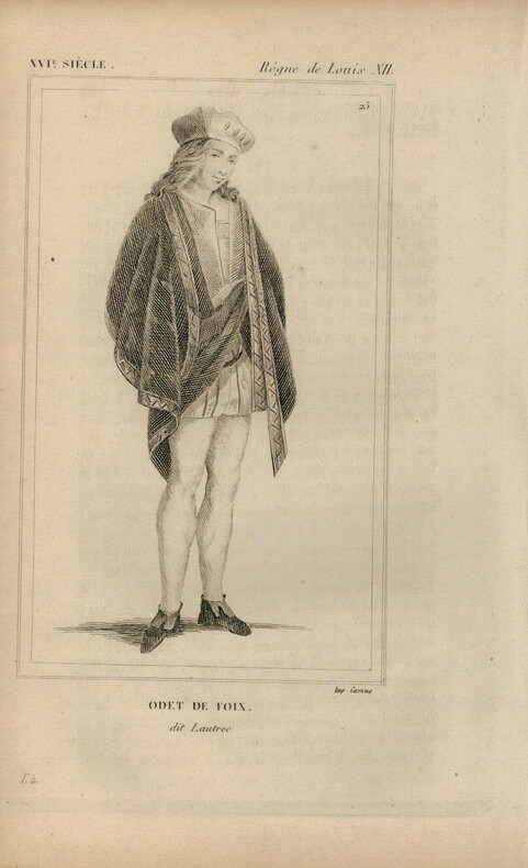 Gravure XVIe siècle. Odet de Foix, dit Lautrec