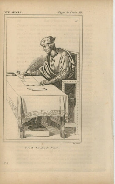 Gravure XVIe si&egrave;cle. Louis XII, Roi de France