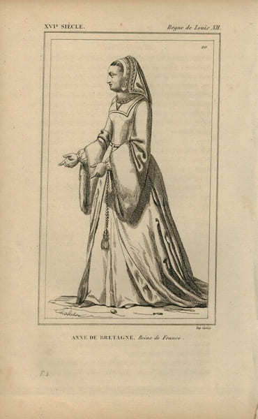 Gravure XVIe si&egrave;cle. Anne de Bretagne, Reine de France