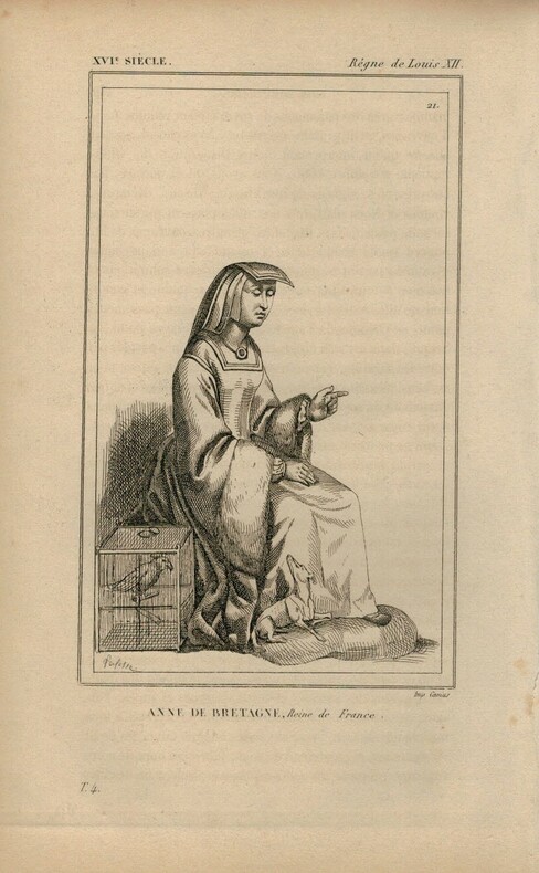 Gravure XVIe siècle. Anne de Bretagne, Reine de France