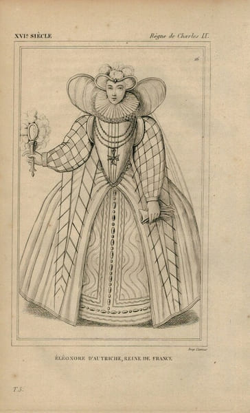 Gravure XVIe si&egrave;cle. El&eacute;onore d'Autriche, Reine de France