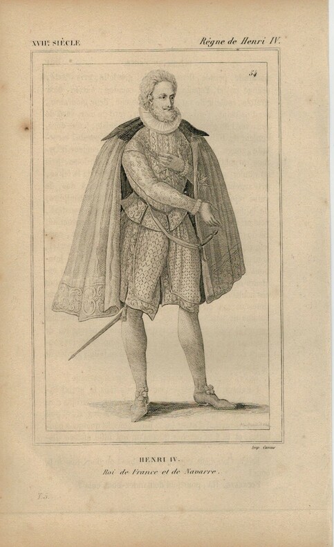 Gravure XVIIe siècle. Henri IV, Roi de France et de Navarre