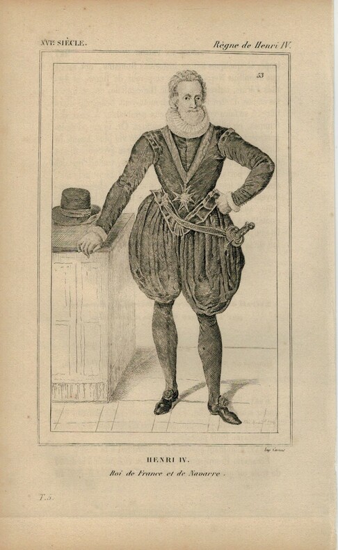 Gravure XVIIe siècle. Henri IV, Roi de France et de Navarre