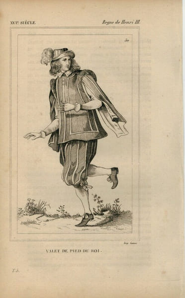 Gravure XVIe si&egrave;cle. Valet de pied du Roi
