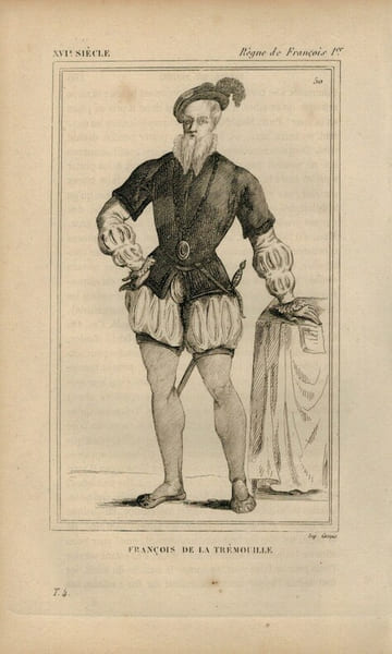 Gravure XVIe si&egrave;cle. Fran&ccedil;ois de la Tr&eacute;mouille